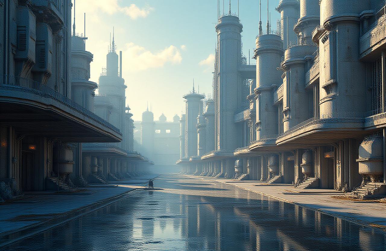 Futuristic industrial landscape representing sector renaissance